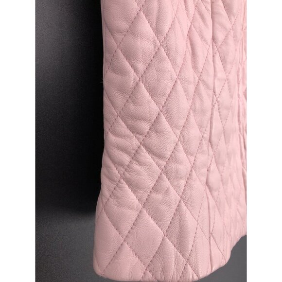 Peck & Peck Women's Quilted Lamb Leather Vest S Pink Zip-up Equestrian Preppy - Picture 7 of 11